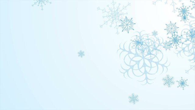 Abstract blue falling snowflakes motion background. Video animation Ultra HD 4K 3840x2160