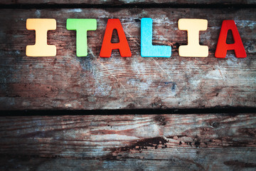 colorful word writen Italia