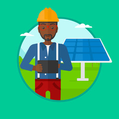 Male worker of solar power plant.