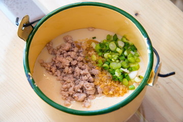 poached eggs and rice