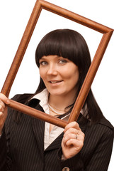 Portrait of  businesswoman with frame