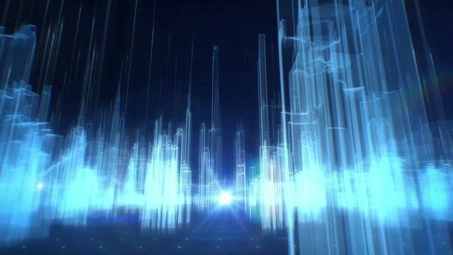 Future collection fly city space abstract infographics wireframe buildings background