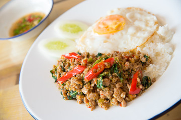pork with basil and rice