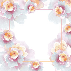 Wildflower rose flower frame in a watercolor style isolated.