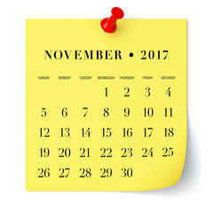 November 2017 - Calendar