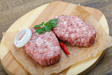 Raw burget cutlet
