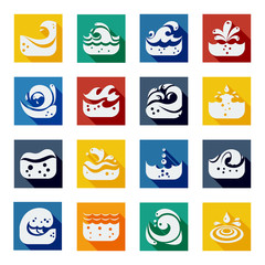 Swirling Wave Color Icons Set