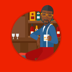 Man sitting at the bar counter vector illustration