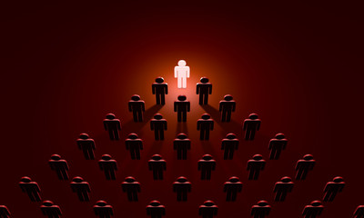 Boss (symbolic figures of people). Standing Out from the Crowd. Available in high-resolution and several sizes to fit the needs of your project. 3D rendering illustration.