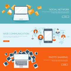 Vector illustration. Global communication. Social network,chatting. Emailing, sms. Web calls. Internet.