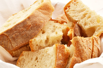 Fresh bread served in a basket as an appetizer