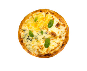 Pizza with cheese. Pizza on a white background.