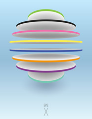 3d layered ball with colorful edges. Geometric vector illustration. Element of design.