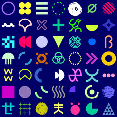 Colorful pattern with abstract geometric symbols. Minimalistic design.