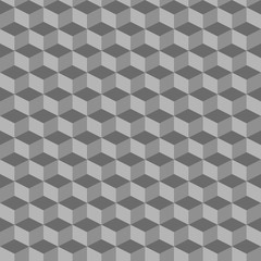 Grey geometric seamless cubes pattern background. Vector