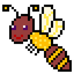 illustration design pixel art bee