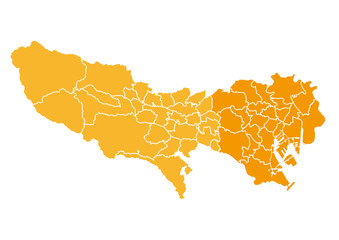 Obraz premium 東京都のエリアマップ