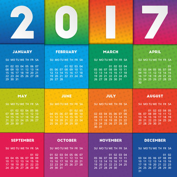 Colorful calendar 2017