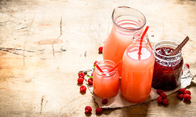 The juice of fresh raspberries and jam.
