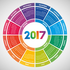 Colorful round calendar 2017