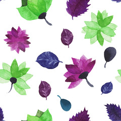 Watercolor seamless floral pattern. Flowers texture.