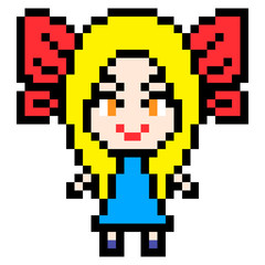 illustration design pixel art girl