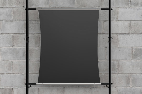 black canvas stretch on metal pipe