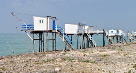 Les cabanes des p&ecirc;cheurs au carrelet &agrave; Saint-Palais sur mer en Loire Atlantique