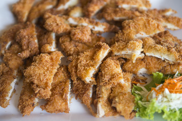 fried chicken in buffet line for lunch