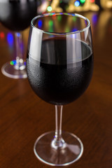 Glasses of red wine.