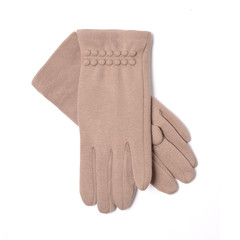women's beige gloves isolated on white