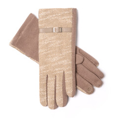 women's beige gloves isolated on white