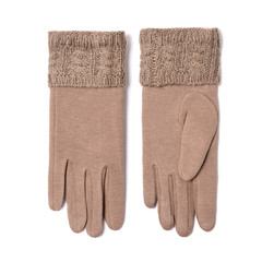 women's beige gloves isolated on white