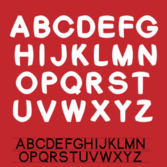 Vector own font alphabet - simple white letters on the red background