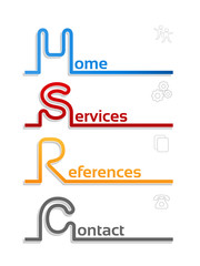 Vector navigation template with icons-  4 menu items, options - home, services, references, contact