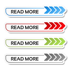 Vector read more buttons with arrows - labels on the white background