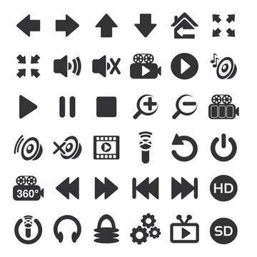 Vector photo, audio, video interface icon - button on white background