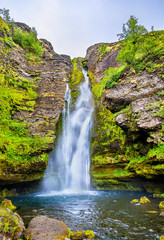 Fototapeta na wymiar Gluggafoss or Merkjarfoss, a waterfall in southern Iceland