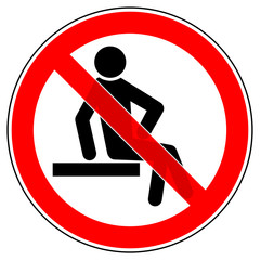 srr73 SignRoundRed - German - Verbotszeichen: Draufsetzen oder anlehnen verboten - english - prohibition sign: Do not sit or lean - g4715