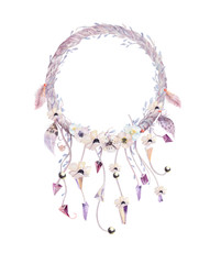 Isolated Watercolor decoration bohemian dreamcatcher. Boho feath © kris_art