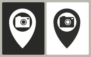 Camera pin - vector icon.