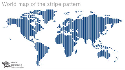 World Map  Striped Pattern_Rounded Rectangle Line © mark.f