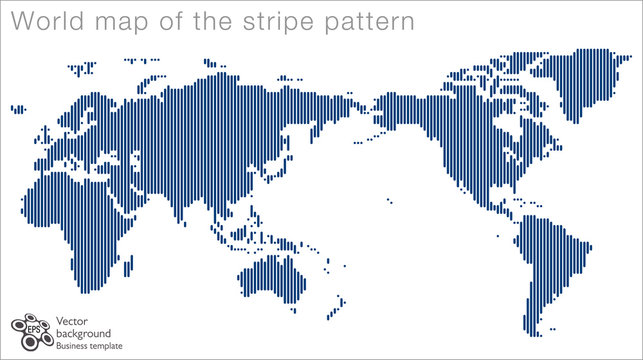 World Map #Striped Pattern_Rounded Rectangle Line