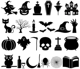 Muurstickers Halloween icons set collection © mahfud21