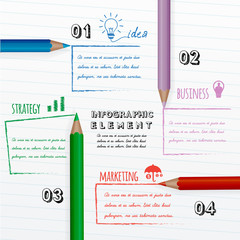 education infographic with colorful pencils drawing message on white paper.Can used for infographic,banner,presentation,education,chart,diagram