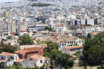 Fototapeta na wymiar Cityscape of modern Athens, capital of Greece 2016 view from above