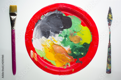 paint pallet tools a paint pallet on paper plate set like a