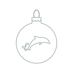 Vector icon Christmas ball with silhouette of Dolphin in trendy
