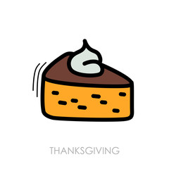 Piece of pumpkin pie icon. Thanksgiving