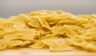 Closeup of uncooked italian pasta - farfalle